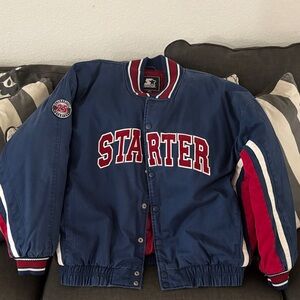 STARTER Blue and Red Bomber Jacket